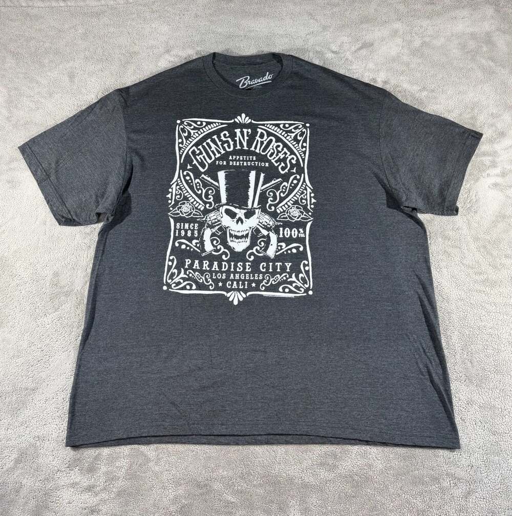 Bravado Guns N Roses Paradise City T-Shirt Size 2XL Gray Graphic Tee